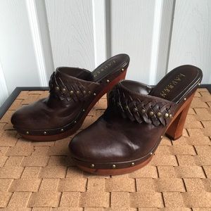 Lauren Ralph Lauren Wooden Heel Leather Cl…